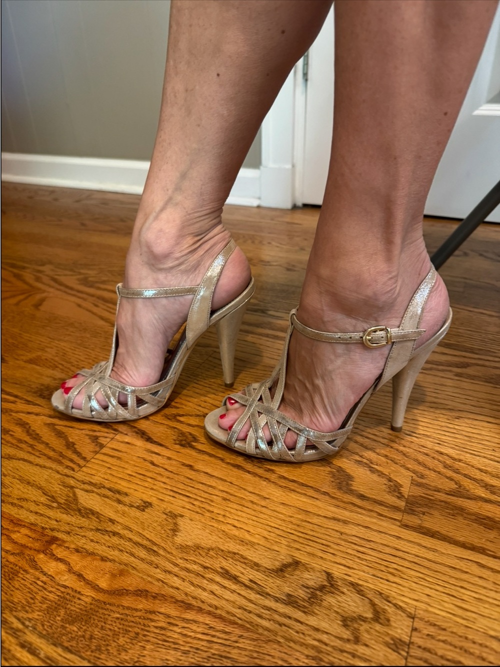 Gianni Bini Rose Gold Strappy Slingback Heels